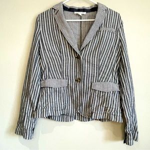 Banana Republic Preppy Coastal Nautical Striped Blue Cotton Blazer - Size 6